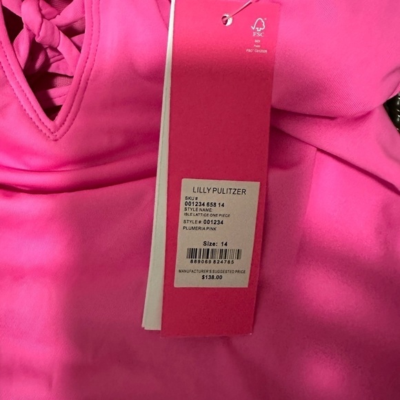 NEW Lilly Pulitzer Isle Lattice One-Piece
Swimsuit PLUMERIA PINK NWT Sz 14 - Picture 13 of 13